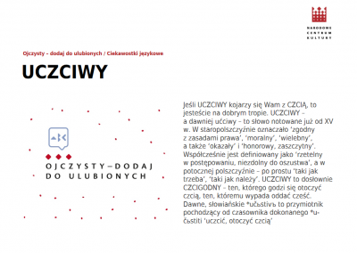 Definicja słowa uczciwy,  Źródło: [SEJP Bor, 661]